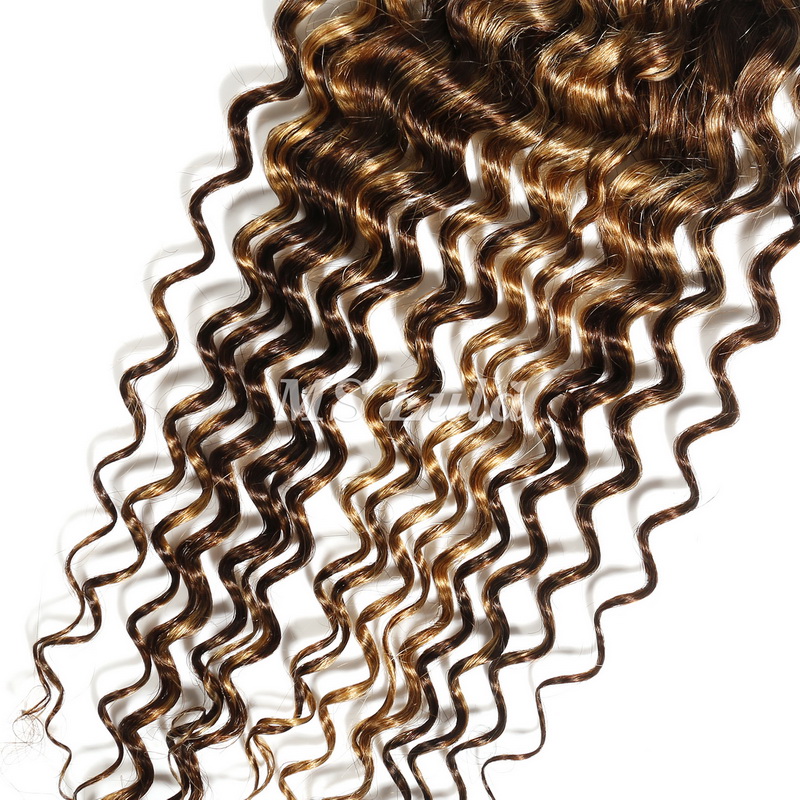 Deep Wave #4/27 Highlight Virgin Human Hair 4x4 13x4 Transparent Lace Closure/Frontal - 图片 6
